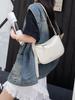 Moda Bolsa Feminina de Couro Genuíno Bolsa Transversal Couro Bovino Camada Superior Rachado Bolsa de Ombro Retro Transfronteiriça Nova Bolsa Feminina de Axila