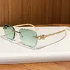 Moda Europea y Americana Nuevo Estilo Gafas de Sol Sin Marco Estilo Metálico Cuadradas Lentes Florales Gafas de Sol de Alta Textura para Mujeres Old Money Lujo Ligero