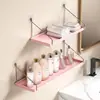 Prateleira de camada única para banheiro sem furar, suporte de armazenamento de parede para bancada de banheiro, sala de estar e cozinha