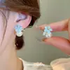 Broche de Plata Aretes de Flor de Diamante y Perla Sentido Avanzado Aretes Frescos y Dulces Moda Aretes Versátiles Sentido del Diseño Nicho