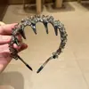 Diadema de Cristal Gris Claro de Alta Gama para Mujer, Peine Dentado de Lujo Ligero, Tocado Negro para Mujer, Nueva Diadema de Presión Craneal Alta para el Cabello