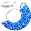 Juego de 2 piezas Medidor de anillos inglés Azul Anillo de plástico inglés A- Z Blanco Regla inglesa para herramientas de medición