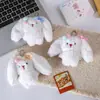 Lindo colgante de peluche de conejo, conejo de orejas largas y esponjoso de dibujos animados, muñeca decorativa para llavero de bolso de niña