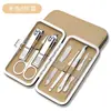 Set de Cortauñas, Tijeras para Uñas, Set de Cuchillos para Pedicura, Cortauñas, Cucharilla para Oídos Diamante Negro, Alicates de Punta de Aguja