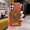 Funda de Cuero con Patrón de León Estampado y Tacto Suave para Teléfono Samsung S23Ultra S24FE Cubierta Protectora Resistente a Caídas