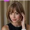 Amazon Peluca Nueva Mujer Cabello Corto Liso Liso Flequillo Recto Brillante Brillante Brillante Pelucas Seda Alta Temperatura Peluca Gorro