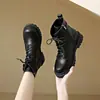 Botas para Mujer 2025 Nuevas Botas Individuales Punta Redonda Fina Con Cordones Cremallera Lateral Suela Gruesa Botines Estilo Británico Moda Botines