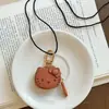 Bolsa de Couro Estilo Fever Clip para Óculos Pingente Colar Boneca Longa Carteira de Moedas em Couro PU Colar de Corrente para Suéter