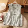 Toma Real de Chaleco Redondo Nuevo Estilo 2026 con Diseño Floral Vegetal, Chaleco sin Mangas Botonado Retro Casual Estilo Chino Nuevo para Mujer