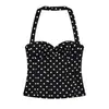 Top Europeo y Americano Transfronterizo sin Mangas con Cuello Halter Plegado Único, Moda Femenina Nueva Versátil con Cuello de Resorte en Forma de Corazón