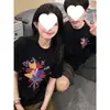 Camiseta Casual Criativa Estampada de Manga Curta para Mulheres 2026, Gola Redonda Solta de Algodão Penteado Comprimento Médio
