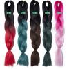 Perucas Mulheres europeias e americanas tranças grandes bicolores de fibra química trança ombre cabelo tranças grandes pretas africanas