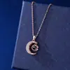 Colar com Projeção de Foto a Cores HD da Lua Feminino Pingente de Zircônia Crescente Feminino Combinação Total Luxo Leve Eu Te Amo Presente de Dia dos Namorados