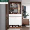 Armário de sapatos para entrada de casa com grande capacidade e cabideiro integrado, armário de casacos e chapéus para entrada da sala de estar, armário de armazenamento para entrada