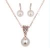 Conjunto de pendientes y collar de perlas y diamantes de imitación para novia, joyería de boda europea y americana, joyería para vestido de banquete