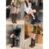 Aumento de Altura 6cm~Hebilla de Cinturón a la Moda Botas de Montar de Punta Cuadrada Redonda con Pliegues hasta Media Pantorrilla para Mujer 2025 Otoño Nuevas Botas