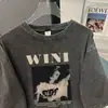 Camiseta de Manga Corta Lavada y Desgastada Estilo Coreano High Street Chic para Mujer Verano Tendencia Marca Estilo Holgado Perezoso Versátil Camiseta Top
