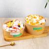 Caja de embalaje para pesca de frutas desechable papel Kraft algodón Tazón de hielo hielo raspado arena comida ligera caja para cortar frutas ensaladera fiambrera