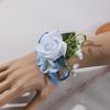 Ramillete de Boda Europeo, Ramillete de Muñeca, Juego Completo de Ramilletes para Traje de Padrinos, Broche de San Valentín, Ramillete Azul de Muñeca para la Novia