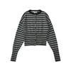 Conjunto de Cardigan de Tricô Listrado Longo Estilo Retrô Americano Outono 2025 com Shorts Casuais de Amarrar