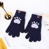 Luvas Quentes de Desenho Animado Estilo Coreano com Patas de Urso para Exterior à Prova de Frio Luvas de Pelúcia com Tela Sensível ao Toque Luvas de Tricô Espessas de Lã Imitação de Visom