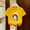 Blusas Infantis, Camisetas Versáteis Casuais com Gola Redonda para Bebês, Camisetas de Manga Curta 100% Algodão, Roupas Infantis Modernas e Fashion com Desenhos