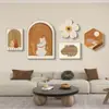 Pintura decorativa estilo crema para sala de estar Pintura para pared de fondo de sofá estilo nórdico Pintura colgante para pared de fondo de restaurante Pintura de porcelana de cristal