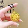 Collar Colgante de Brújula de Ocho Tesoros Calado de Fortuna para Mujer, Colgante Redondo de Diseño Dorado Antiguo Cadena para Suéter para Hombres y Mujeres, Regalo para Novia