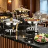 Fogão a Álcool para Buffet em Aço Inoxidável 201 com Tampa, Formato Redondo com Cruz, Dourado