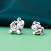 Yimadangxian Plata Pura 999 Vintage Desgastado Zodiaco Caballo Abalorio Separador Colgante Pulsera de Año de Nacimiento DIY Accesorio Cuenta de la Suerte
