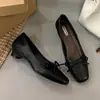 Zapatos Planos de Punta Cuadrada Estilo Coreano con Escote Bajo 2026 Nuevo Modelo Estilo Hada Nocturna Zapatos Bajos de Abuela Zapatos de Ballet
