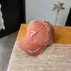 Boné de Baseball Moda Lavado Bordado com Letra Desgastado Rasgado Estilo Coreano Par Número 7 Bordado Casual Boné com Aba