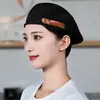 Gorro de chef de hotel, gorra de trabajo para camarero, sombrero unisex para tiendas de pasteles y té de leche, boina para cocina y catering con logotipo impreso