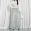 Moda básica japonesa casual y elegante, jeans rectos holgados de color claro para primavera para mujer, admite envío directo