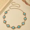 Nueva Cadena de Cintura de Cinturón Tallado Vintage Turquesa, Accesorio de Cintura Personalizado, Cadena de Metal, Moderna y Versátil, Adecuada para Vestidos