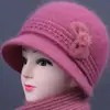 Sombrero de Invierno para Personas de Mediana Edad y Mayores, Sombrero de Lana Tejida de Pelo de Conejo para Mujer, Sombrero de Pescador Grueso con Felpa para Proteger del Frío y las Orejas, Cálido
