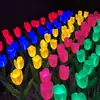 Luces de Suelo de Flor de Tulipán y Rosa LED, Luces de Mar de Flores de Parque, Luces Pequeñas de Paisaje Impermeables para Exteriores, Luces Solares de Suelo