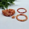 Pulsera de Joyería de Seda Dorada de Xinjiang al por mayor Pulsera de Piedra Aventurina Roja Dulce con Cuentas Redondas para Mujeres Suministro para Transmisiones en Vivo Dropshipping