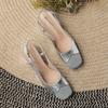333-20 Exquisitas ~ Sandalias Baotou Francesas Zapatos Mary Jane de Tacón Medio Grueso con Punta Cuadrada de Piel de Oveja con Combinación de Colores para Mujer Verano