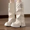 Botas de Pierna de Pantalón Cabeza Grande Chica Picante Mujer 2026 Suela Gruesa Aumentadoras de Altura Botas Largas Hasta la Rodilla Dulces Frescas High Top Botas de Jinete Petite