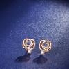 Novos Brincos de Diamante Rosa Brincos de Prata Esterlina 925 Femininos Design de Nicho Francês Retrô Agulhas de Prata Ins Venda por Atacado