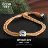 Pulsera de cuerda de color caqui Ruyi de plata esterlina s925 vintage para mujer, pulsera de caqui, ajuste elástico de estilo chino de lujo ligero