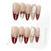 Uñas Portátiles de Alta Gama para Año Nuevo: Rojo Retro Cisne Puntos, Ojo de Gato Francés, Moño, Brillo Deslumbrante, Manicura Hecha a Mano que Realza el Cutis