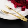 Tenedor de Fruta Acero Inoxidable 304 Luna Pastel Pesca de Fruta Postre Palillos de Fruta Palillos de Ensalada Dos Puntas Pastel Grado Alimenticio