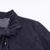 Camisa de Cuadros Estilo Europeo y Americano con Cuello de Muñeca, Camisa de Mezclilla Decorada con Lazo de Mariposa para Mujer, Primavera 2025