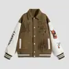 Chaqueta de Béisbol Patchwork Cielo Estrellado Retro Americano Transfronteriza Manga de Piel Sintética Bordada Unisex Estilo Universitario Chaqueta Comercio Exterior