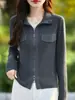 Cardigan de Punto Fino con Cuello Alto y Cremallera Doble, Bolsillo Falso con Solapa, Pantalones, Chaqueta de Diamantes para Mujer, Novedad Otoño Temprano 2025