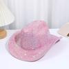 Chapéu de Cowboy Diamante Colorido Rosa Transfronteiriço, Chapéu de Performance Diamante Colorido Brilhante Diamante Completo Feito à Mão, Chapéu de Cowboy Diamante para Festa de Formatura