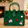 Bolsa tote de feltro em vermelho e verde natalino com estampa de desenho animado, bolsa para embrulho de presente de feriado, bolsa para guardar doces, atacado