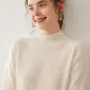 Suéter Básico de Punto Fino para Mujer, Color Sólido, Suave como la Cera, Cachemir, Cuello Medio Enrollado, de una Sola Pieza, Listo para Usar